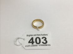 A 22CT GOLD WEDDING BAND RING SIZE M WEIGHT 7.31 GRAMS