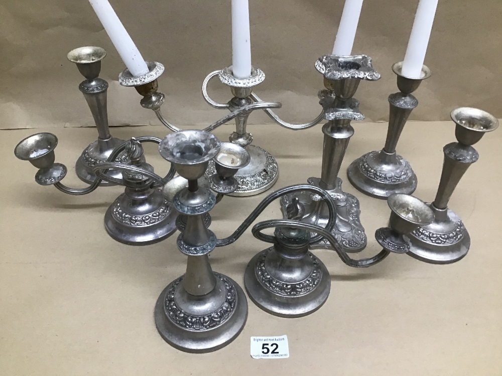 A QUANTITY OF PLATED CANDLESTICKS AND CANDELABRAS - Image 2 of 3