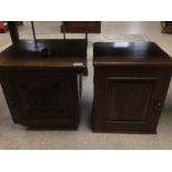 TWO VINTAGE WOODEN SMALL CUPBOARDS 46 X 44 X 44CM