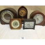 A QUANTITY OF VINTAGE MANTLE CLOCKS INCLUDES SMITHS, TEMPORA, AND NEWPORT