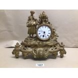 A 19TH CENTURY FRENCH GILT METAL MANTEL CLOCK