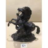 A LARGE REARING MARLEY HORSE IN BRONZE BY GUILLAUME COUSTOU 25CM
