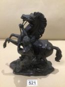 A LARGE REARING MARLEY HORSE IN BRONZE BY GUILLAUME COUSTOU 25CM