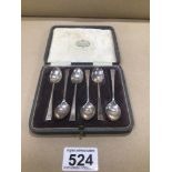 A CASED SET OF HALLMARKED SILVER SPOONS