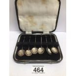 A CASED SET OF COFFEE BEAN SPOONS HALLMARKED SILVER