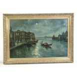 A framed oil on canvas of a Venetian canal scene, indistinctly signed bottom right, 61 x 91cm