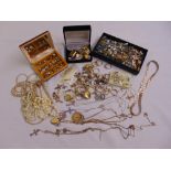 A quantity of silver and costume jewellery to include necklaces, rings, brooches and pendants