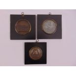 Three framed brass wall plaques, Napoleon Bonaparte, Storming the Bastille and Capture of Louis XVI