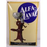 A rectangular polychromatic enamel sign for Alfa Laval coffee machine, 74 x 49cm