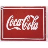 A rectangular polychromatic enamel sign for Coca-Cola, 30 x 40cm