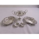 A quantity of silver to include a pair of bonbon dishes a pair of napkin rings and a tazza