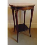 A mahogany side table of shaped rectangular form with marble top and cabriole legs