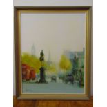 Francesc Sillue framed oil on canvas of a London street scene, signed bottom left, 76 x 61cm