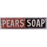 A rectangular polychromatic enamel sign for Pears Soap, 10 x 46cm