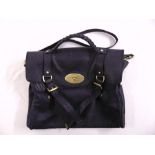 Mulberry blue leather ladies handbag with straps and metal clasp, serial no. 923837