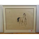 Margaret Wall framed and glazed watercolour of a horse, details to verso, 39.5 x 52cm