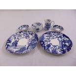 A quantity of blue and white porcelain to include Royal Crown Derby plates and bowls (6)