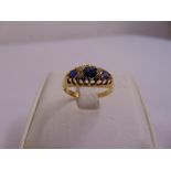 18ct yellow gold sapphire and diamond dress ring, approx total weight 2.3g