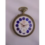 E. Verdani, Lugano large format open faced pocket watch with white enamel dial, Roman numerals and