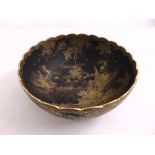 Oriental ceramic dish with gilded decoration, marks to the base