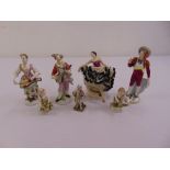 A quantity of continental porcelain figurines to include Dresden (7)