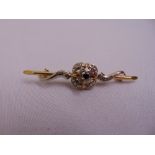 14ct yellow gold, diamond and sapphire brooch, approx total weight 4.9g