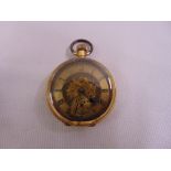 18ct gold open face pocket watch with Roman numerals and subsidiary seconds dial