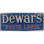 A rectangular polychromatic enamel sign for Dewars White Label, 30 x 76cm