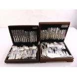 Two cased sets of Butlers silver plated flatware for six place settings to include knives