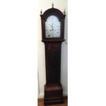 An oak cased striking longcase clock, the silvered dial with Roman numerals, two subsidiary dials by