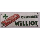A rectangular polychromatic enamel sign for Chicoree Williot, 15 x 40cm