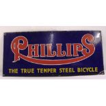 A rectangular polychromatic enamel sign for Phillips Bicycle, 30.5 x 68.5cm