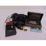 A quantity of cameras to include a Leica C- lux 2 with leather case, a Luminex Minox flash and a
