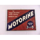 A rectangular polychromatic enamel sign for Motorine Motor Oils, 45.5 x 61cm