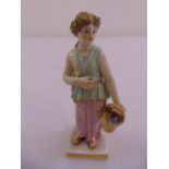Sitzendorf figurine of a classical lady holding flowers on square base