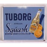 A rectangular polychromatic enamel sign for Tuborg Squash, 31 x 38cm