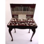 Webber and Hill canteen of silver plated flatware for twelve place settings in fitted mahogany