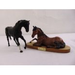 Beswick Black Beauty figurine and Spirit of Peace on oval wooden base (2)