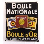 A rectangular polychromatic enamel sign for Boule Nationale Boule D?Or cigarettes, 65 x 55cm
