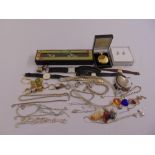 A quantity of silver and costume jewellery to include wristwatches, rings and necklaces