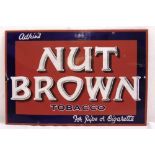 A rectangular polychromatic enamel sign for Nut Brown Tobacco, 30.5 x 45.5cm