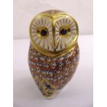 Royal Crown Derby figurine of a Barn Owl with gold seal mark to the base