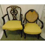 Two upholstered mahogany occasional chairs