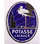 An oval polychromatic enamel sign for Potasse D? Alsace, 59.5 x 44.5cm