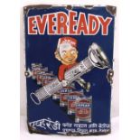 A rectangular polychromatic enamel sign for Eveready Battery for The Indian market, 45.5 x 29.5cm