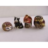 Royal Crown Derby figurines of animals with gold seal marks to the bases (4)