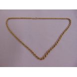 9ct yellow gold rope twist necklace, approx total weight 6.6g
