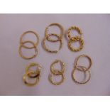 Six pairs of 9ct yellow gold earrings, approx total weight 12.6g