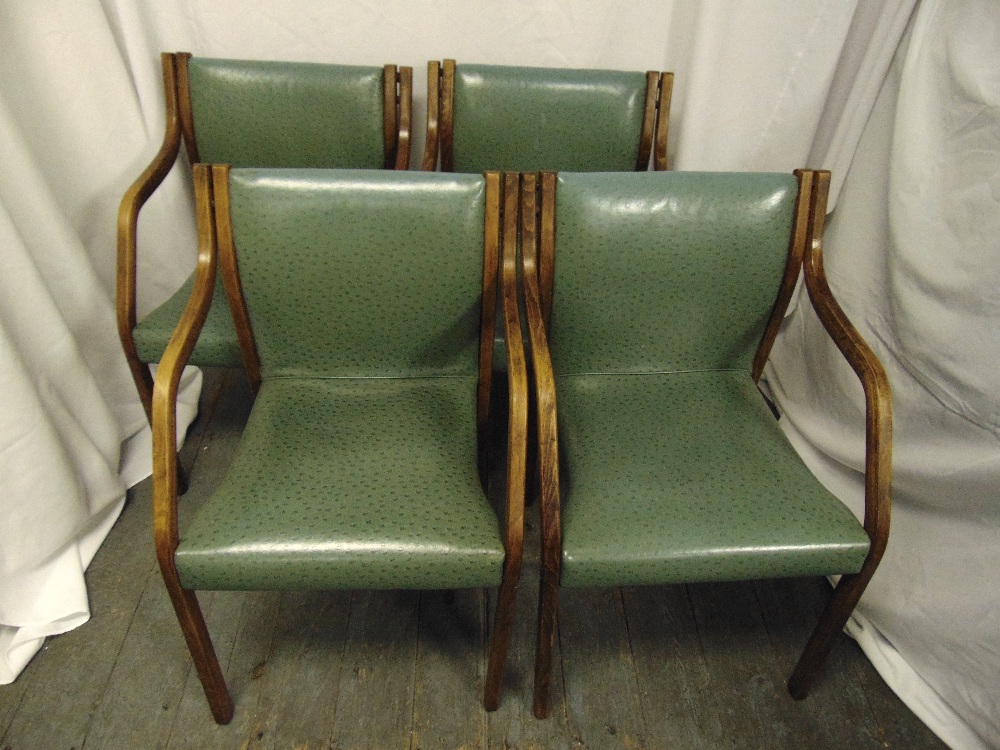 A set of four Bentwood leather upholstered chairs circa 1960