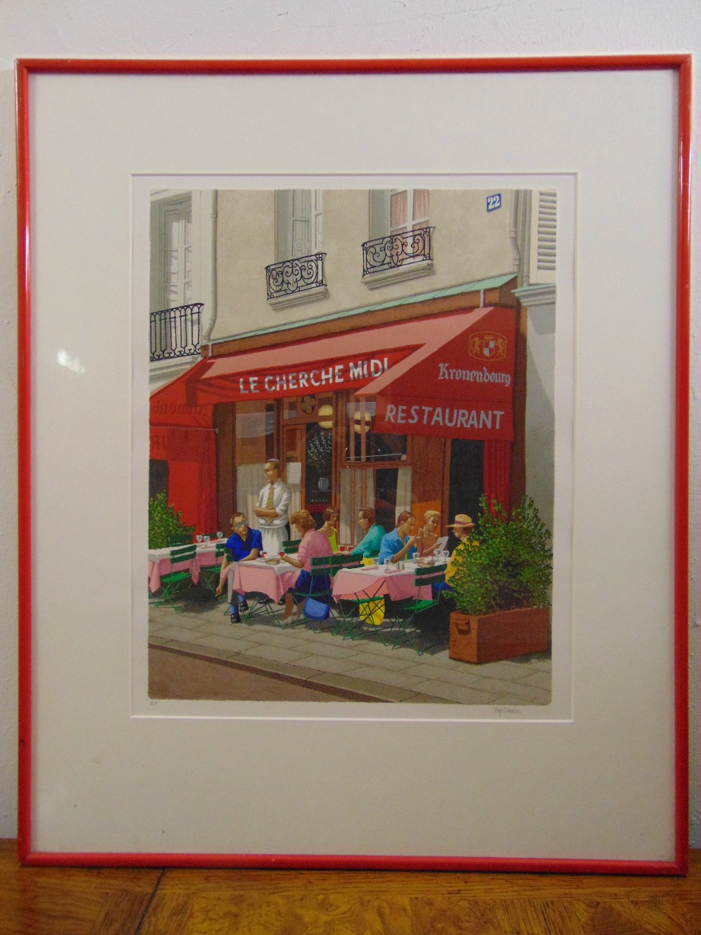 Ulf Greder framed and glazed polychromatic screen-print titled Cherche Midi, signed bottom right,